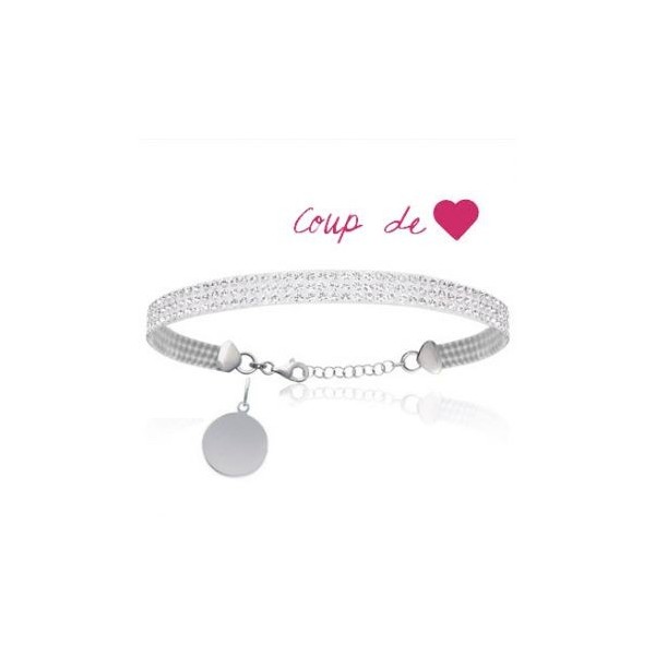 Bracelet gravé Cristal Blanc