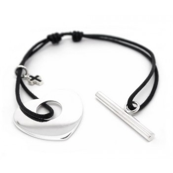 bracelet personnalisé coeur argent cordon