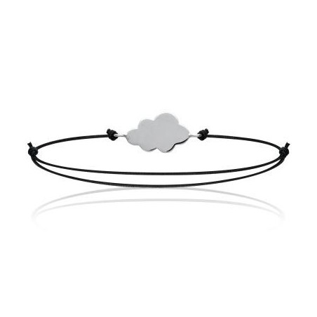 Bracelet gravé cordon nuage argent