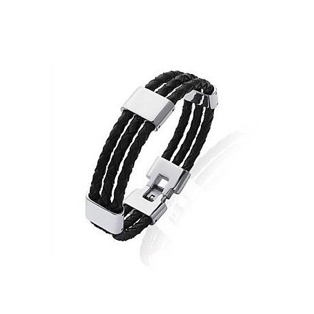 Bracelet acier & cuir Initiales Bracelet acier & cuir Initiales