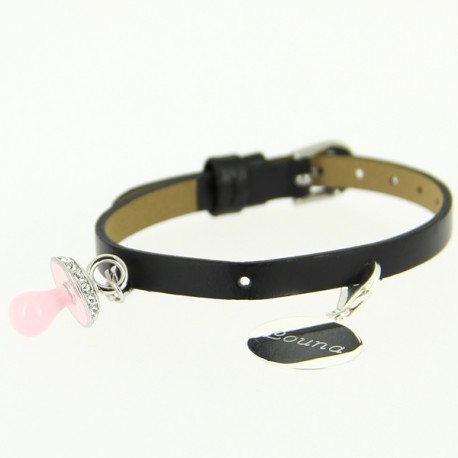 Bracelet cuir médaille titine Bracelet cuir médaille titine