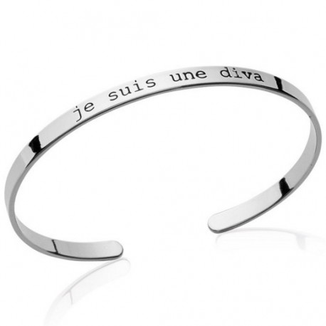 Jonc "Je suis une diva" en argent Jonc "Je suis une diva" en argent
