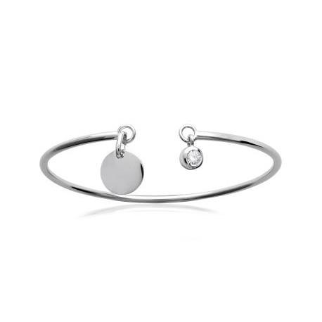 bracelet jonc personnalisé avec médaille coeur