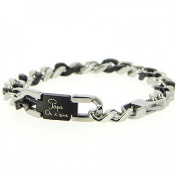 Bracelet acier gravé papa on t'aime