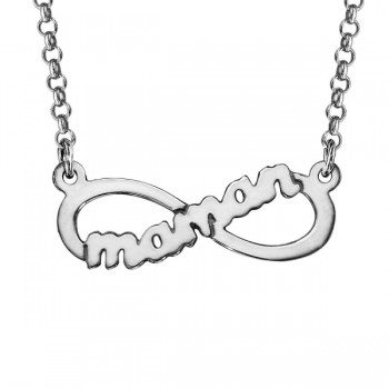 Collier argent rhodié infini Maman