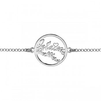 Bracelet argent rhodié découpé "Maman je t'aime"