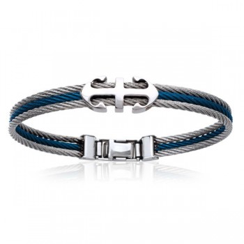 Bracelet en acier bleu ancre marine 