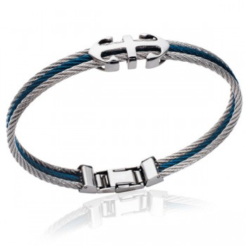 Bracelet en acier bleu ancre marine 