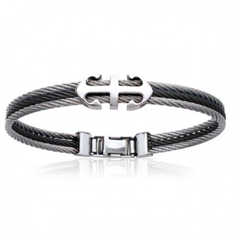Bracelet en acier noir ancre marine Bracelet en acier noir ancre marine
