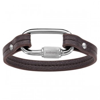 Bracelet en cuir mousqueton Noir 