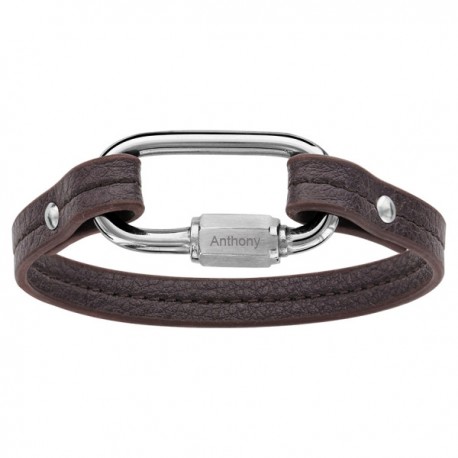 Bracelet en cuir mousqueton Noir Bracelet en cuir mousqueton Noir