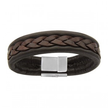 Bracelet tressé marron fermoir satine 