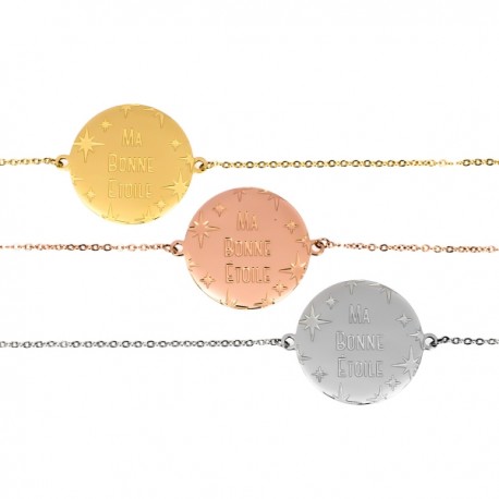 Bracelet avec Message Gravé : Ma Bonne Étoile Bracelet avec Message Gravé : Ma Bonne Étoile