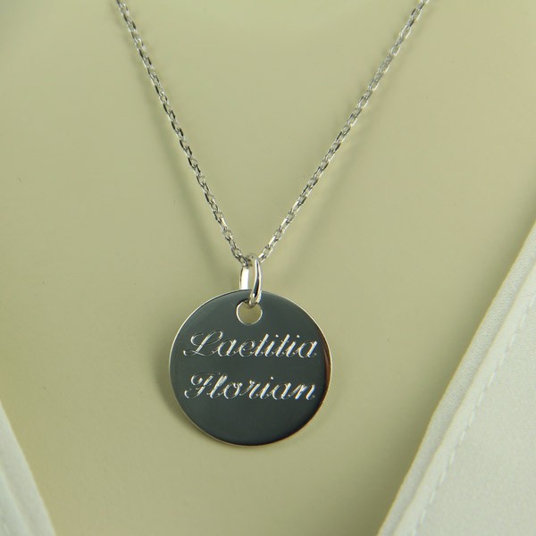 Collier médaille ronde 2cm argent Collier médaille ronde 2cm argent