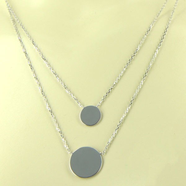 Collier duo sur chaines courtes en argent