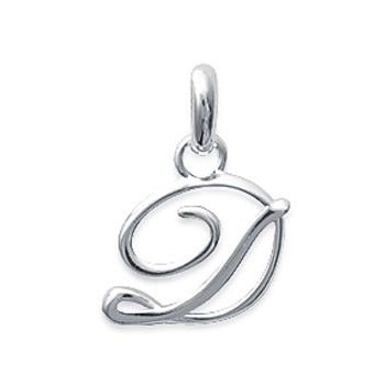 Pendentif Lettre D script argent