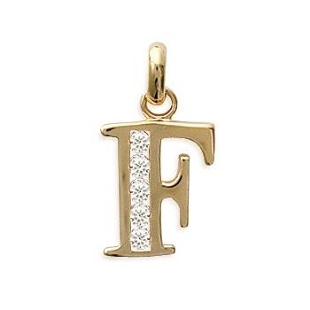 Pendentif Lettre F plaqué or et oz