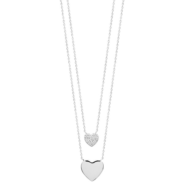 Collier Personnalisé Double Coeur Argent Collier Personnalisé Double Coeur Argent