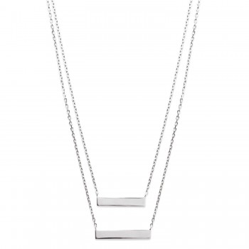 Collier double personnalisé en argent 925 Rhodié