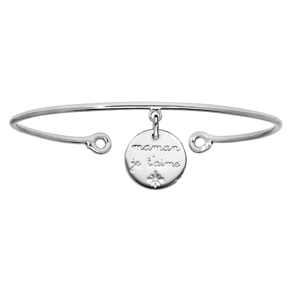 Bracelet Jonc Maman je t'aime Argent