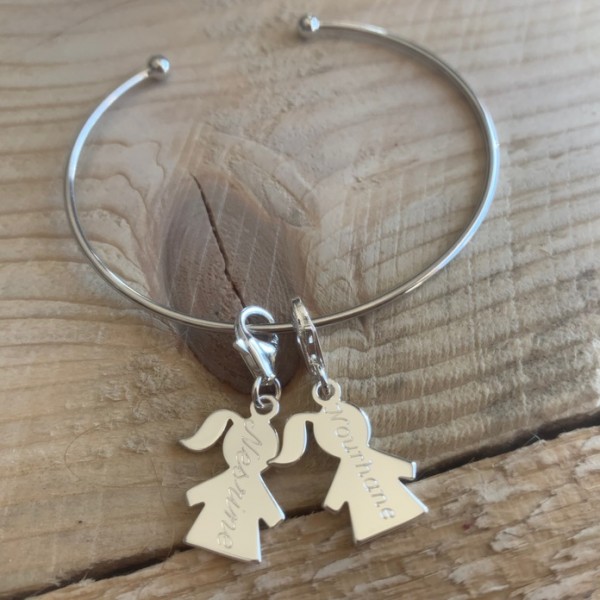 Bracelet Jonc Silhouettes Argent925 Bracelet Jonc Silhouettes Argent925