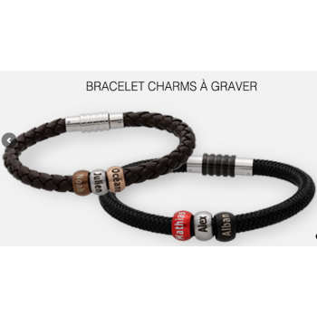 Bracelet pour charms homme PVD noir 23cm