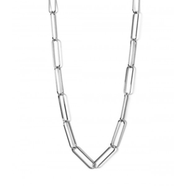 Collier grosse maille striée acier inoxydable femme 0123032