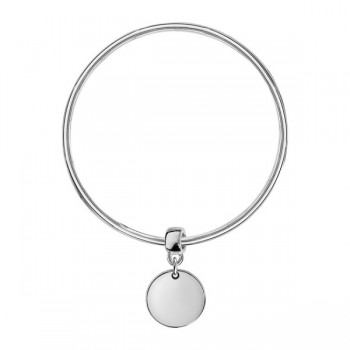 Bracelet Jonc personnalisé Argent avec médaille gravée