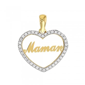 Pendentif Coeur Maman Or 9 carats 