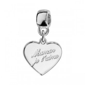 Charm Coeur Maman Je t'aime Argent