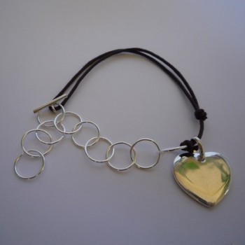 Bracelet bi-matière argent et cordon