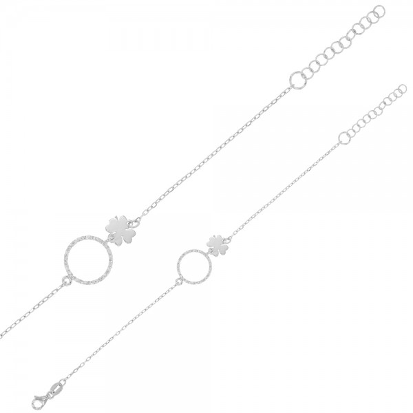Bracelet personnalisé Trèfle et Cercle Argent 925