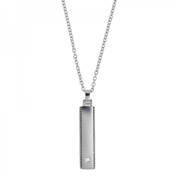 collier acier pendentif rectangle personnalisé homme