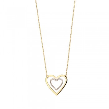 Collier Femme Double Coeur Or 