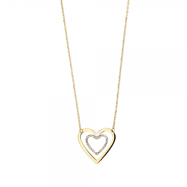 Collier Femme Double Coeur Or 