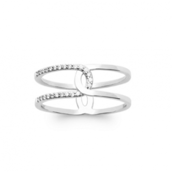 Bague tendance rangs entrelacés argent 925 rhodié 