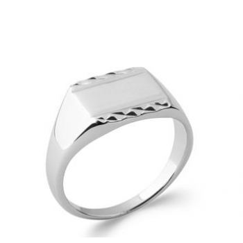 Bague chevalière en argent 925 rhodié