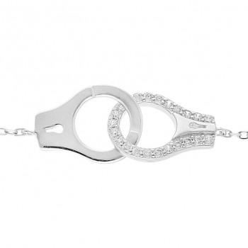 Bracelet Menottes Argent 925 Rhodié