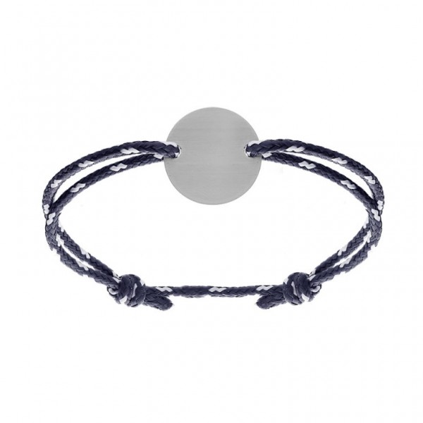 Bracelet Rondelle Acier Cordon bleu et blanc