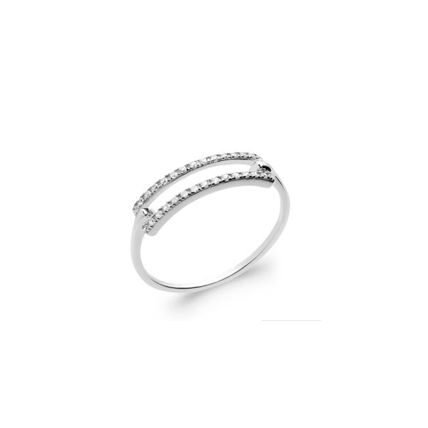 Bague Rectangle Argent Rhodié Pavée d'oxydes