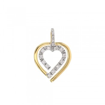 Pendentif double coeurs or 18K serti Diamant