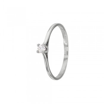 BAGUE SOLITAIRE OR BLANC 18 CARATS DIAMANT 