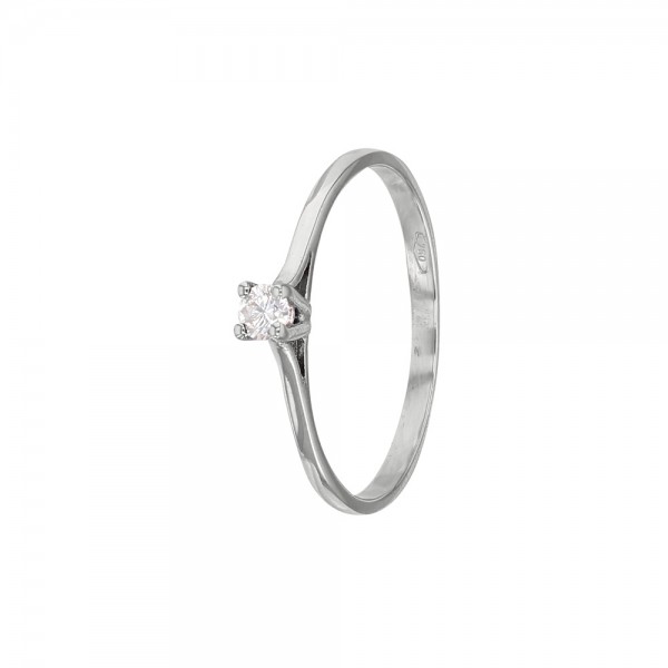 BAGUE SOLITAIRE OR BLANC 18 CARATS DIAMANT 