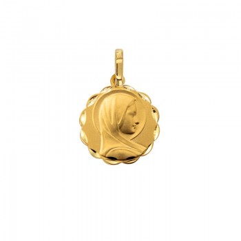 Médaille Vierge Marie Or 750/1000 contour aspect diamanté