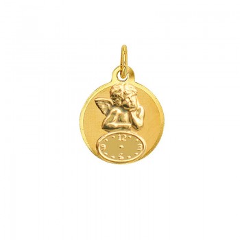 Médaille Ange or avec horloge 18K 750/1000