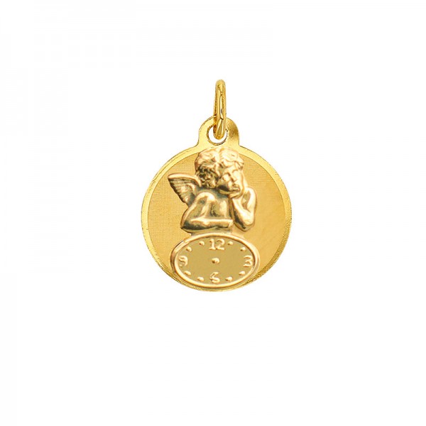 Médaille Ange or avec horloge 18K 750/1000