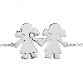 Bracelet Personnalisé 2 Silhouettes Filles Argent 925