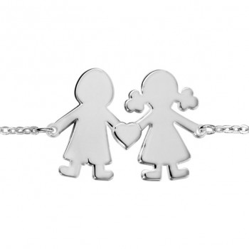 Bracelet Personnalisé 2 Silhouettes fils garçons Argent 925