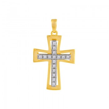 Pendentif Croix Or 9 carats et oxydes