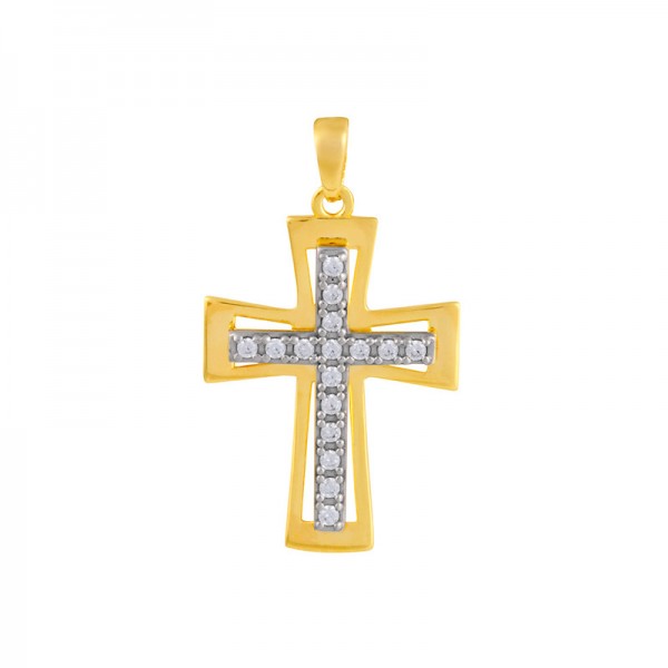 Pendentif Croix Or 9 carats et oxydes